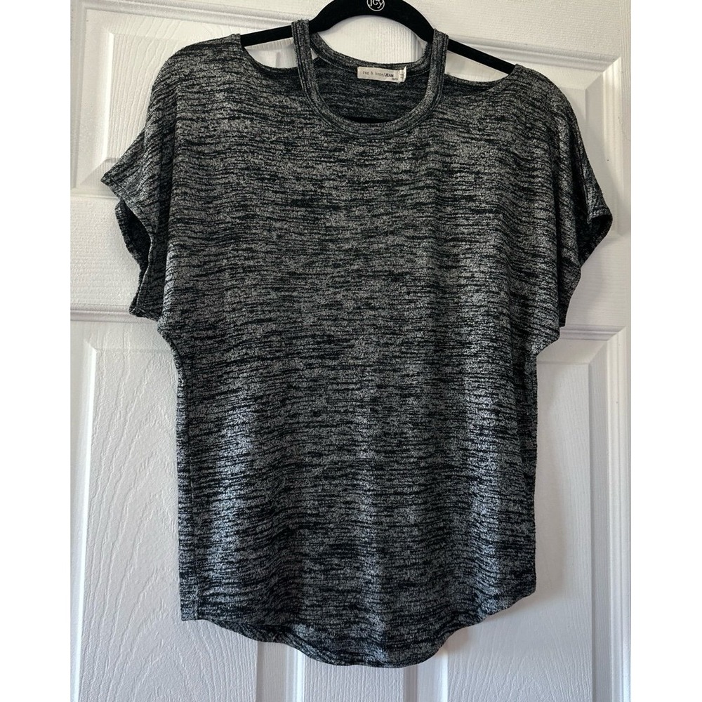 Rag & bone/JEAN Cutout Cold-Shoulder Tee Shirt Heather Gray size XS